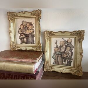 Vintage Hummel framed art of German Grandparents and Grandkids.